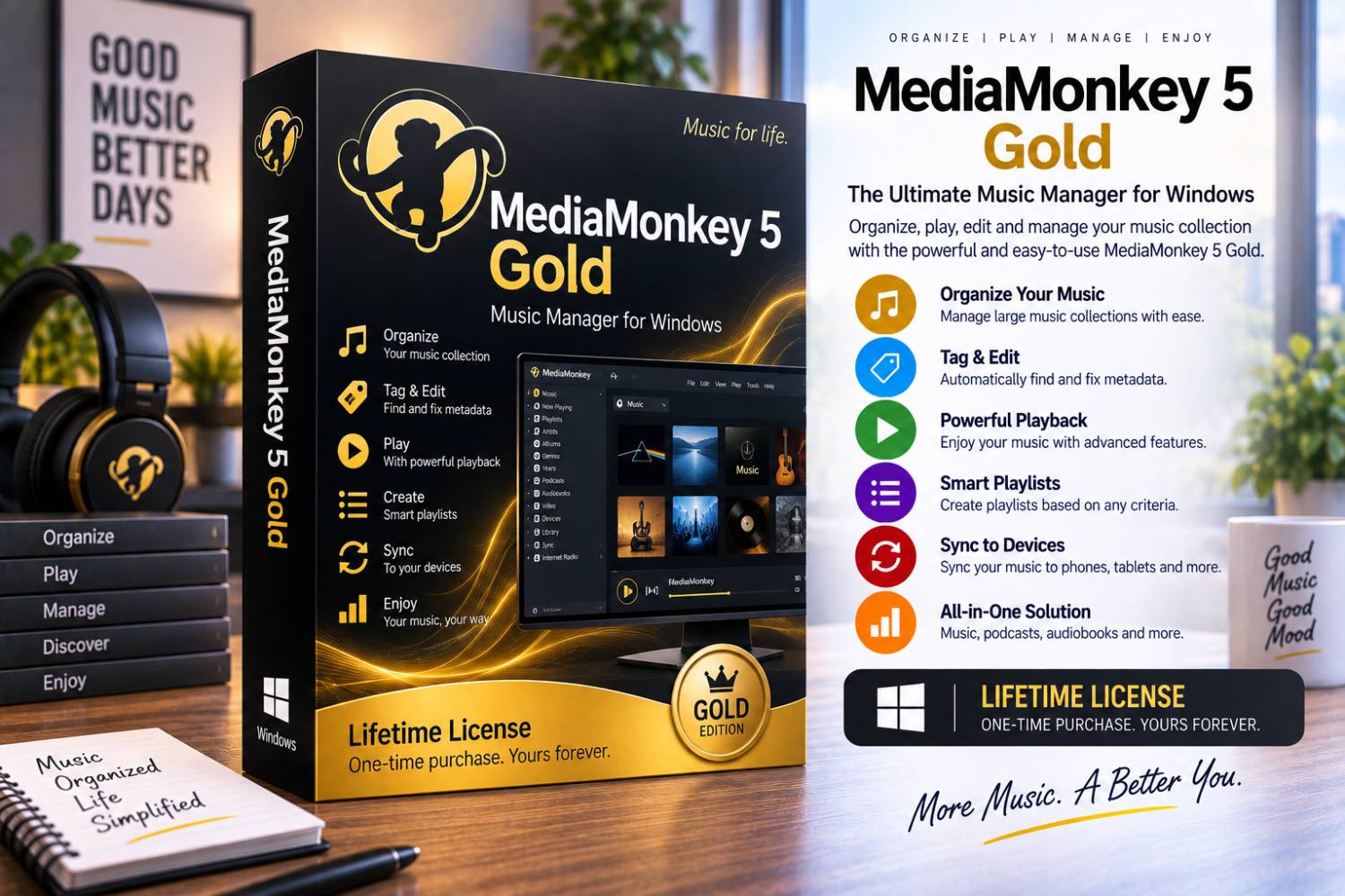 MediaMonkey Gold for Windows – Lifetime License | Professional Music Manager & Media Library