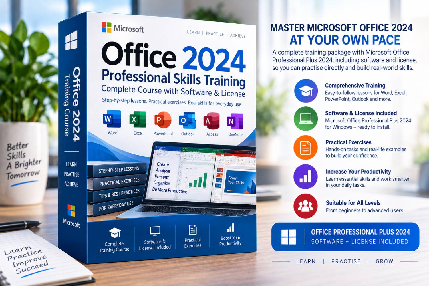 Microsoft Office 2024 Professional Skills Training – Complete Course with Software & License