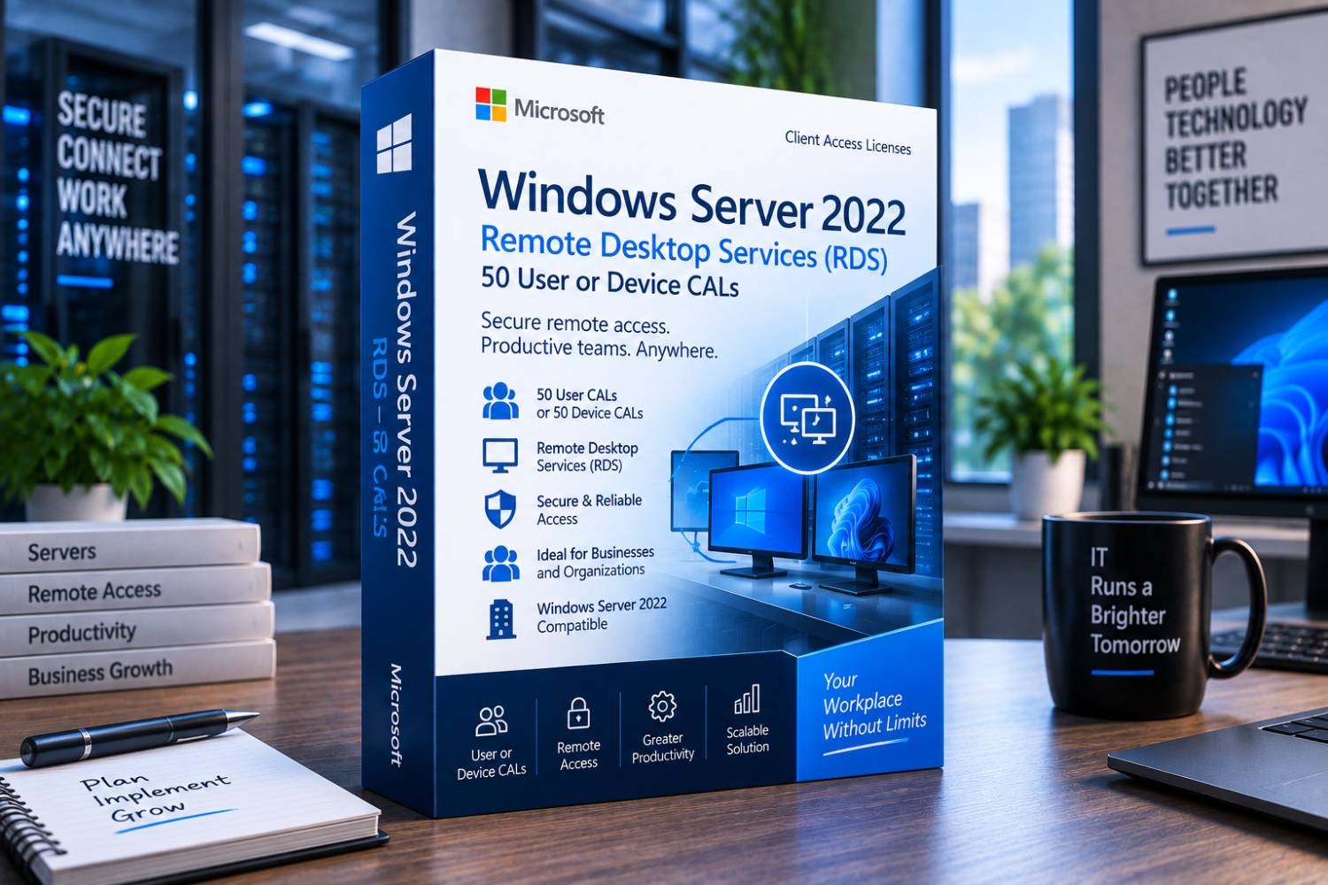 Microsoft Windows Server 2022 Remote Desktop Services (RDS) – 50 User or Device CALs | Remote Access Licensing