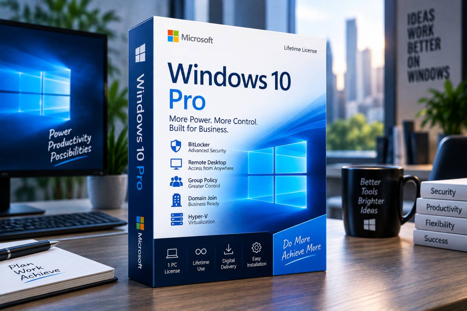 Windows 10 Pro (PC) – Perpetual License | Professional, Secure & Reliable Operating System